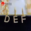 Hoop Huggie 1 PCS Gold Earrings Cubic Zirconia初期文字女性のためのMetal Small Fashion Jewelry 20211