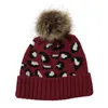 Leopard print Pom Pom Beanies Women Girl Winter Knitted Hats Outdoor Ponytail Beanie Detachable Pompom Warm Hat 30pcs T1I2589