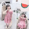 Summer Casual Kids Dresses For Girls Lace Flower Dress Baby Girl Children Party Floral Clothing Princess Skirt 20220305 H1