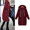 Jappkbh herfst winter mode hoodie sweatshirt vrouwen solide casual losse rits plus size hoodies jas lange jas feminino top y200930