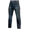 Sector Zeven Nieuwe Slim City Casual Jeans Mid Mid Taille Straight Denim Jeans Classic Indigo Blue Black Jeans Wearresistant T200614