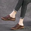 2022 ausschnitte Frauen Schuhe Hausschuhe Sommer Komfortable Retro Blume Flache Sandalen Aus Echtem Leder Dame Rutschen Schuhe