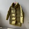 Dames Groen Oversize Lange Parka Dikke 2020 Winter Lange Mouwen Knoppen Zakken Vrouwelijke Warme Jas