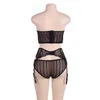 Comeonlover Spitzen-Unterwäsche-Set für Damen, Übergröße M-5XL, Spitzen-BH-Set, Spitzen-Dessous-BH, Strumpfgürtel und Höschen-Set LJ201031