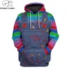 Fashion Men hoodies 3D Full-Print horror movie Chucky Hoodie/Sweatshirt Apparel Cosplay costume Unisex Hoody streetwear 220114