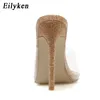 Eilyken morels Sexy Pvc przezroczystą modę otwartą kwadratową głowę cienki obcasowe szpilki kapcie sandały y200423 gai gai gai