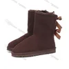 Com designer de caixa feminino peles australia botas feminino clássico bota de neve clássica inverno australiano wox quente arco de cetim de cetim booties foffy chinelos lajes garotas sapatos scgi#