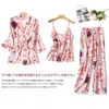 QWEEK HOME WEAR PAJAMA WOMAL WINTER COTTON PIJAMASセクシーな夏の女性パジャマの睡眠睡眠ルース3ピースドロップ20111255T