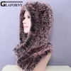 Beanie/Skull Caps Glaforny 2021 Knitted Real Rex Fur Hat Ear Muff Scarf Cap Soft And Fashionable 2 Use 22 Colors1