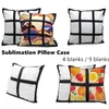Sublimation blank pillow case black grid woven Polyester pillow cover heat transfer throw sofa pillowcases Z11