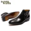 Men's 28 Design echte lederen enkel Hoogwaardige top Zip Buckle Birt Dress Shoes Black Blue Basic Boots Men 201027