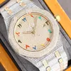 ダイヤモンドウォッチ40mm自動機械式メンズメンズマン用の腕時計ステンレス鋼スワロフスキーファッション腕時計