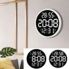 Simple Design Living Room LED Round Wall Clock Digital Display Temperature and Humidity Date Display Alarm Clock Home Bedroom De H1230