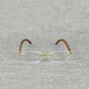ファッションメンズアウトドアサングラス天然木四角いクリアバッファローホーン特大のリムレス眼鏡フレーム光学楕円形のオクロスメガネを読んでいる男性のためのファッション