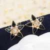 Boucle d'oreille luxueuse en forme d'étoile avec diamant transparent et noir pour femmes, bijoux de mariage, cadeau PS35192251