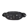 Sac Punk rivet étoile à cinq branches décoration de crâne sac de taille de boulette portable pour hommes imperméable à la pluie téléphone cigarette ceinture gothique hanches sac banane poitrine bandoulière petite pochette