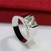 Choucong Gloednieuwe Solitaire Eenvoudige Fijne Sieraden 925 Sterling Zilver Princess Cut Party Saffier CZ Diamant Vrouwen Mannen Bruiloft Band285O