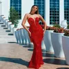 Röd Luxury Evening Dresses Glitter Bling Sequins Beading Mermaid Prom Klänningar Skräddarsy Sexig Sweetheart Amazing Pagant Gown