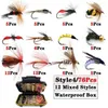 24-76 Teile/satz Gemischte Stile Fliegenfischen Köder Nass/Trocken Nymphe Künstliche Fliegen Köder Pesca Tackle Forelle Karpfen Kit 211222