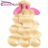 #613 Blonde bundels Braziliaanse maagdelijke zijdeachtige rechte body Deep Natural Wave Menselijk Haar Weef Water Wave Platinum Blonde Extensions 3pcs Deals