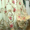 Green luxury villa high quality velvet embroidered curtains for living room Voile Curtain for Bedroom Window Treatment Drapes LJ201224