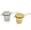 Rostfritt stål Gold Tea Sear Folding Foldbar Tea Infuser Korg för Tekanna Cup Teaware Tillbehör RRF13444