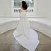 Simple Satin Mermaid Wedding Dresses Off The Shoulder Bridal Gown With Detachable Bowknot Vestido de corte sirena 2021