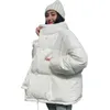 Style coréen hiver veste femmes col montant solide noir blanc femme vers le bas manteau lâche surdimensionné femmes courte Parka 201210