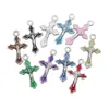 Enamel Crucifix Cross Jesus Charmsペンダント200 PCS /ロット10色14×22.5 mmファッションジュエリーDIYフィットブレスレットネックレスイヤリングL499