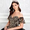 2022 Brillant Noir Robe De Bal Perlée Quinceanera Robes Sweetheart Cou Dentelle Appliqued Robes De Bal Paillettes Balayage Train Tulle Sweet 15 Robe