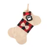 Meias de Natal Ano Novo Buffalo Plaid Forma Osso Grande Animais Stocking Para Cães Xmas Decoração Gift Bag JK2011XB