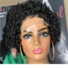 Pixie Cut Short Curly Perücke 44 Verschluss Spitze menschliches Haar Perücken brasilianische Remy 8quotinch menschliches Haar mit Babyhaarhaar