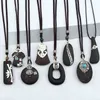 Foreign trade ethnic style simple ebony retro wooden pendant necklace
