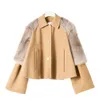 Malina Fashion Colletto rovesciato Cappotti di lana Donna Elegante Tasche con maniche svasate larghe Una linea Giacche da donna corte1