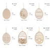 10 stks Natuurlijke Houten Chip Ornamenten Pasen Egg Hanger Party Props Home Decor met gat Scrapbooking Embullishments Kinderen DIY Crafts