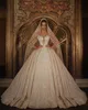 NIEUWE! Afrikaanse luxe zei Mhamad Ball Town Trouwjurken Kralen Kant 3D Applicaties Crystal Plus Size Bridal Gowns DWJ0208