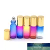 Bouteille à roulettes en verre pour huiles essentielles de 5ml, 3 pièces, dégradé coloré, vide, rouleau sur boule, échantillon de parfum, bouteille en verre