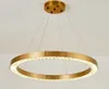 Luksusowy nowoczesny żyrandol sufitowy do salonu szczotkowane złoto pierścień kryształ lampa duża dekoracja domu Cristal Light Design
