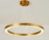 Luxo moderno lustre de teto para sala de estar escovado anel de ouro lâmpada de cristal grande casa decoração cristal luminárias