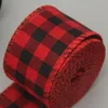 6 m/rouleau Vintage Rouge Plaid Rubans Pour Coudre Vêtements Naturel Artisanat Ruban Jute Arcs Cadeau De Noël De Mariage Décoration jlloNq