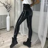 Pantalones negros de cuero, mallas de cintura alta para mujer, mallas sexis elásticas ajustadas con realce, Jeggings elásticos, mallas para mujer