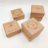 الجملة 50pcs kraft paper box شفاف pvc صابون صابون صابون المجوهرات هدايا التعبئة والتغليف مربع الزفاف