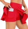 2024 Lu Lu Naked Feeling With Pocket Fiess Dance Yoga Outfits kjolar Sport Pleated Tennis kjol Gymkläder Kvinnors underkläder Shorts klänning