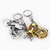 Keychains Gold and Silver Mini fishing wheel key chain, rotating fisherman role, Key Chain with gift