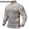 Refire a camisa tática de combate de engrenagem homens algodão militar uniforme camuflagem camiseta multicam americano exército roupas camo manga longa camisa 201203
