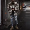 Mężczyźni Autumn Printed Slim, długi pojedynczy stojak wełniany płaszcz wełniany męski zimowy streetwear Cool Jacket