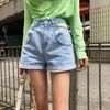 Genayooa Koreanische Denim Hohe Taille Jean Shorts Hellblau Aushöhlen Kurze Frauen Sommer Casual Jeans Hosen 2020 T200701