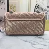 Обновленные Рождественские Ограниченные версия Sequins Cross Body Buass Сумки Серебряный Сплав Think Thins Ремень Сумки Breakurys Дизайнеры Сумки Sequins 22см