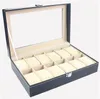 Het New Faux Leather Watch Box Display Case Organizer 12 Slots smycken lagringslåda ingen klocka 220q