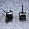 Unisex Fashion Men Women Earrings Black Gold Plated Square Black CZ Stone Studs Earrings for Girls Women for Party Wedding